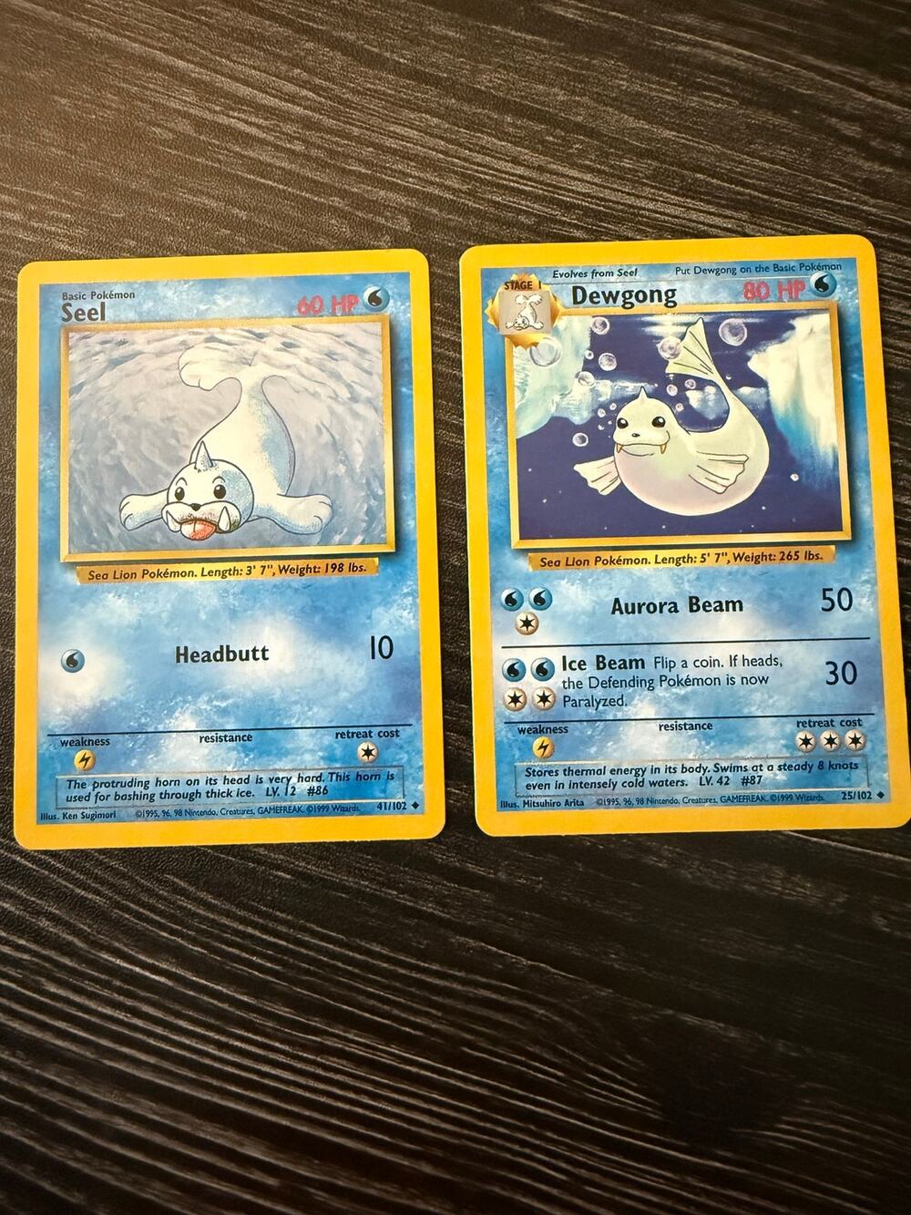 Vintage Pokemon Card Bundle: Seel 41/102 & Dewgong 25/102 (1999 Base Set)